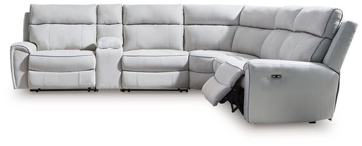 Social Pointe Reclining Sectional with Storage Console - Theo's Factory Direct Mattress & Furniture (Columbus, OH)