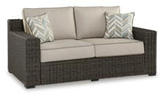 Coastline Bay Outdoor Loveseat with Cushion - Theo's Factory Direct Mattress & Furniture (Columbus, OH)