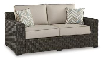 Coastline Bay Outdoor Loveseat with Cushion - Theo's Factory Direct Mattress & Furniture (Columbus, OH)