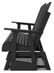 Hyland wave Outdoor Glider Loveseat - Theo's Factory Direct Mattress & Furniture (Columbus, OH)