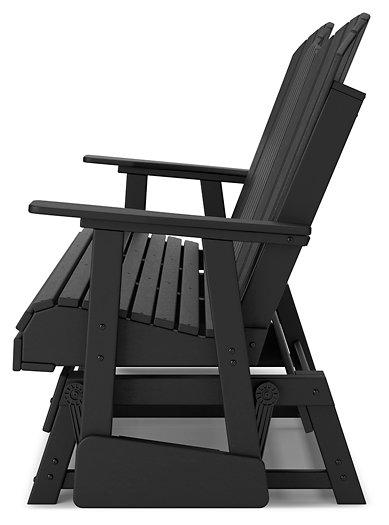 Hyland wave Outdoor Glider Loveseat - Theo's Factory Direct Mattress & Furniture (Columbus, OH)