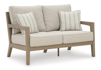 Hallow Creek Outdoor Loveseat with Cushion - Theo's Factory Direct Mattress & Furniture (Columbus, OH)