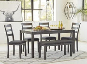 Bridson Dining Table and Chairs with Bench (Set of 6) - Theo's Factory Direct Mattress & Furniture (Columbus, OH)