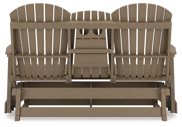 Hyland wave Outdoor Glider Loveseat - Theo's Factory Direct Mattress & Furniture (Columbus, OH)