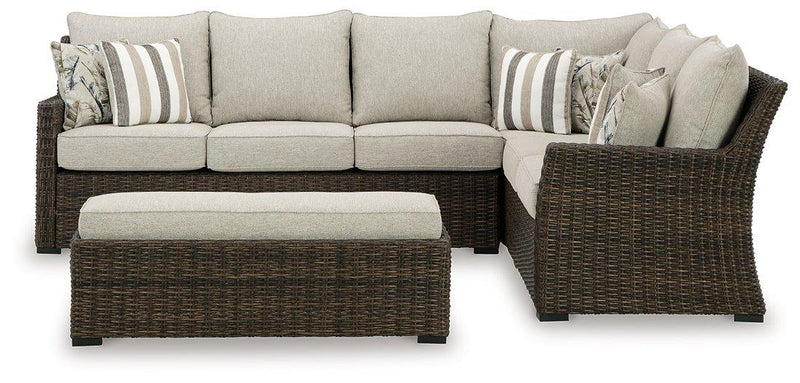 Brook Ranch Outdoor Sofa Sectional/Bench with Cushion (Set of 3) - Theo's Factory Direct Mattress & Furniture (Columbus, OH)