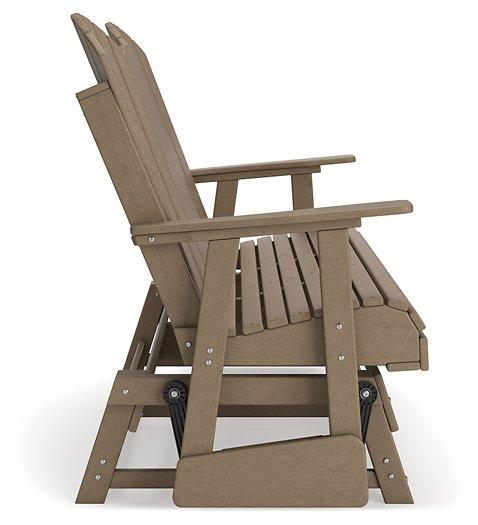 Hyland wave Outdoor Glider Loveseat - Theo's Factory Direct Mattress & Furniture (Columbus, OH)