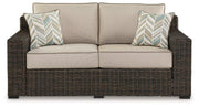 Coastline Bay Outdoor Loveseat with Cushion - Theo's Factory Direct Mattress & Furniture (Columbus, OH)