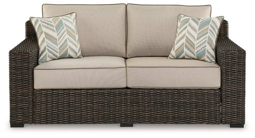 Coastline Bay Outdoor Loveseat with Cushion - Theo's Factory Direct Mattress & Furniture (Columbus, OH)