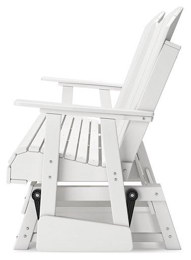 Hyland wave Outdoor Glider Loveseat - Theo's Factory Direct Mattress & Furniture (Columbus, OH)