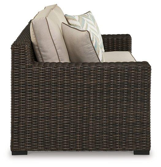 Coastline Bay Outdoor Loveseat with Cushion - Theo's Factory Direct Mattress & Furniture (Columbus, OH)