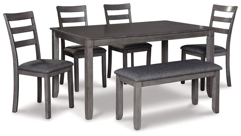 Bridson Dining Table and Chairs with Bench (Set of 6) - Theo's Factory Direct Mattress & Furniture (Columbus, OH)