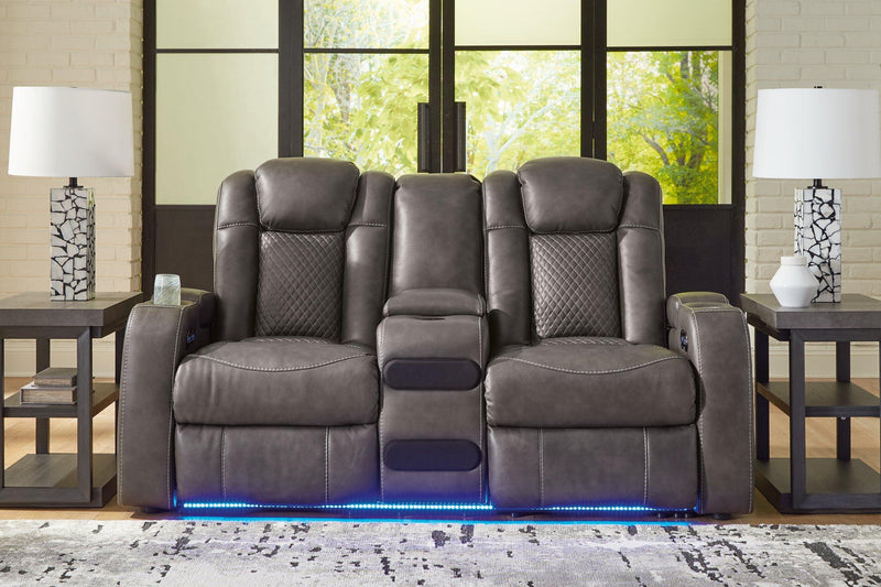 Fyne-Dyme Power Reclining Loveseat with Console - Theo's Factory Direct Mattress & Furniture (Columbus, OH)