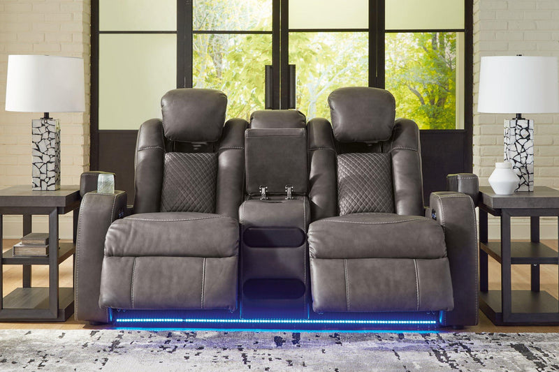 Fyne-Dyme Power Reclining Loveseat with Console - Theo's Factory Direct Mattress & Furniture (Columbus, OH)
