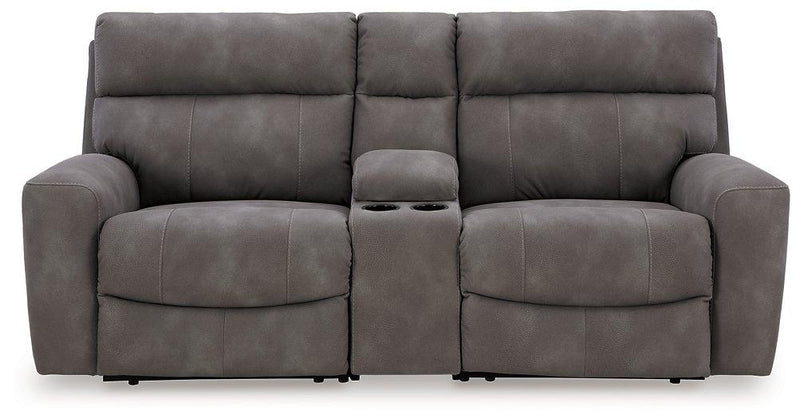 Next-Gen DuraPella Power Reclining Sectional Loveseat with Console - Theo's Factory Direct Mattress & Furniture (Columbus, OH)