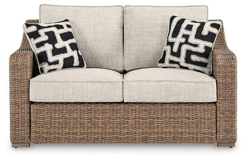 Beachcroft Outdoor Loveseat with Cushion - Theo's Factory Direct Mattress & Furniture (Columbus, OH)
