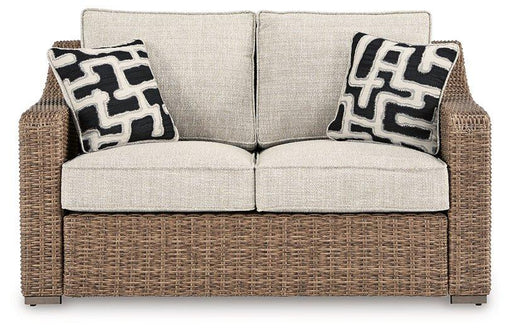 Beachcroft Outdoor Loveseat with Cushion - Theo's Factory Direct Mattress & Furniture (Columbus, OH)