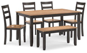 Gesthaven Dining Table with 4 Chairs and Bench (Set of 6) - Theo's Factory Direct Mattress & Furniture (Columbus, OH)