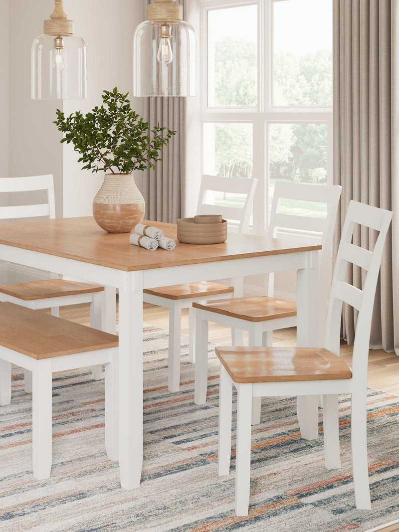 Gesthaven Dining Table with 4 Chairs and Bench (Set of 6) - Theo's Factory Direct Mattress & Furniture (Columbus, OH)
