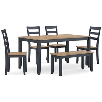 Gesthaven Dining Table with 4 Chairs and Bench (Set of 6) - Theo's Factory Direct Mattress & Furniture (Columbus, OH)