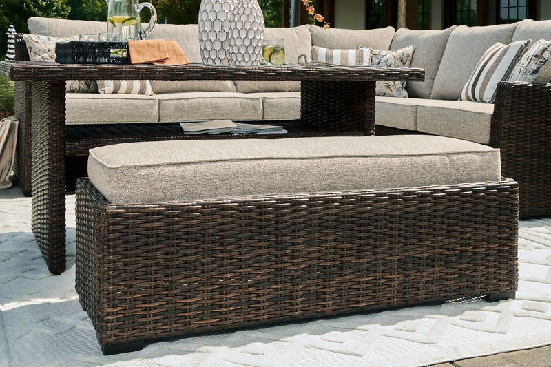 Brook Ranch Outdoor Sofa Sectional/Bench with Cushion (Set of 3) - Theo's Factory Direct Mattress & Furniture (Columbus, OH)