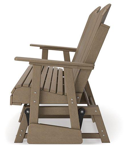 Hyland wave Outdoor Glider Loveseat - Theo's Factory Direct Mattress & Furniture (Columbus, OH)