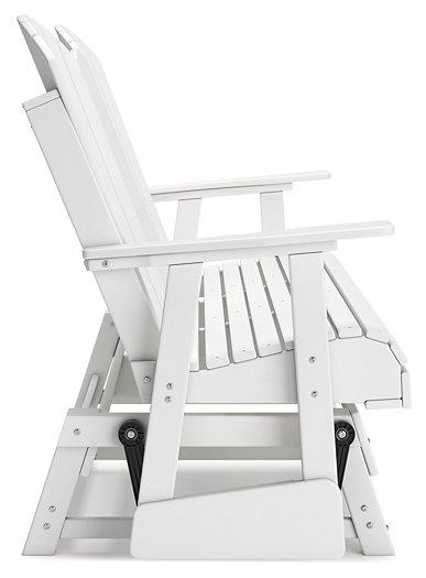 Hyland wave Outdoor Glider Loveseat - Theo's Factory Direct Mattress & Furniture (Columbus, OH)