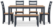 Gesthaven Dining Table with 4 Chairs and Bench (Set of 6) - Theo's Factory Direct Mattress & Furniture (Columbus, OH)