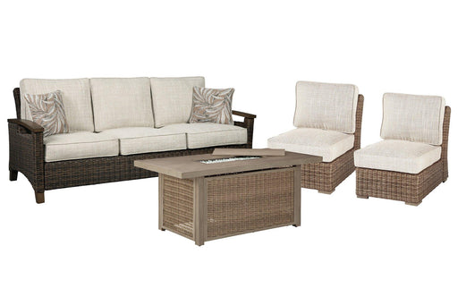 Beachcroft Outdoor Sofa, Lounge Chairs and Fire Pit - Theo's Factory Direct Mattress & Furniture (Columbus, OH)