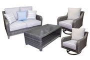 Elite Park Outdoor Loveseat, Lounge Chairs and Cocktail Table - Theo's Factory Direct Mattress & Furniture (Columbus, OH)