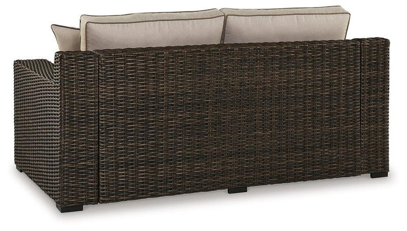 Coastline Bay Outdoor Loveseat with Cushion - Theo's Factory Direct Mattress & Furniture (Columbus, OH)