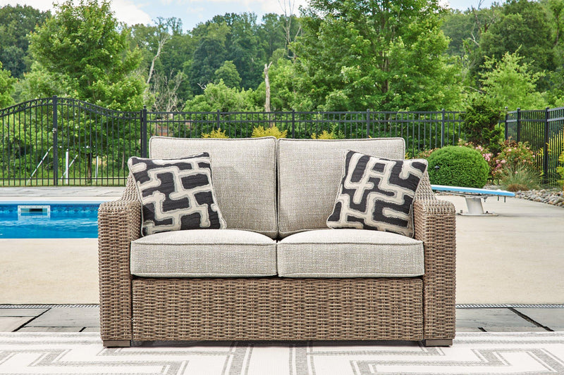 Beachcroft Outdoor Loveseat with Cushion - Theo's Factory Direct Mattress & Furniture (Columbus, OH)
