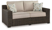 Coastline Bay Outdoor Loveseat with Cushion - Theo's Factory Direct Mattress & Furniture (Columbus, OH)