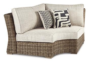 Beachcroft Outdoor Curved Corner Chair with Cushion - Theo's Factory Direct Mattress & Furniture (Columbus, OH)