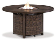 Paradise Trail Paradise Trail Fire Pit Table with 4 Nuvella Swivel Lounge Chairs - Theo's Factory Direct Mattress & Furniture (Columbus, OH)