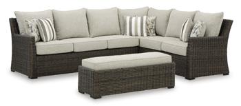 Brook Ranch Outdoor Sofa Sectional/Bench with Cushion (Set of 3) - Theo's Factory Direct Mattress & Furniture (Columbus, OH)