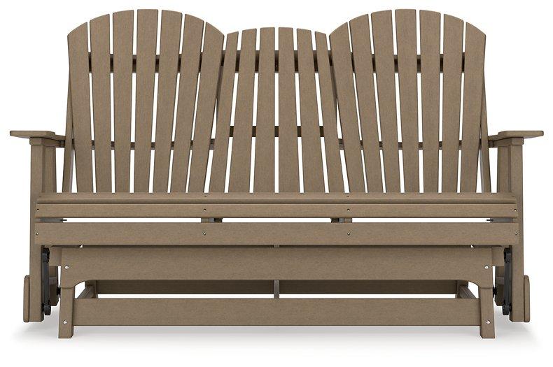 Hyland wave Outdoor Glider Loveseat - Theo's Factory Direct Mattress & Furniture (Columbus, OH)