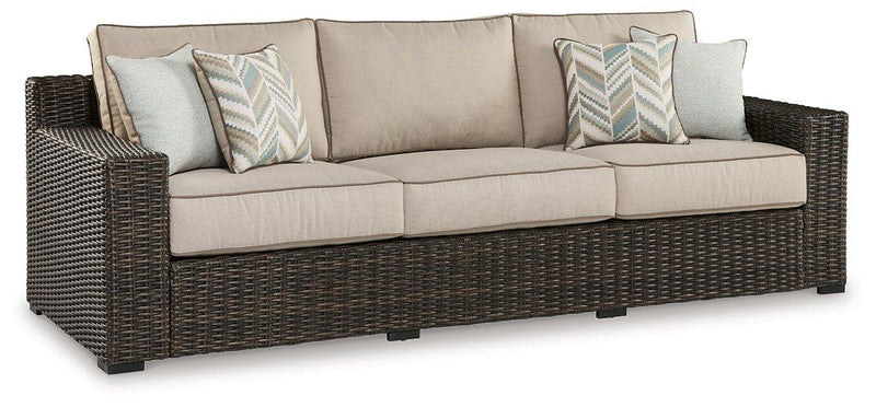 Coastline Bay Outdoor Sofa with Cushion - Theo's Factory Direct Mattress & Furniture (Columbus, OH)