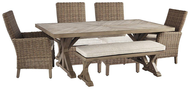 Beachcroft Outdoor Dining Set - Theo's Factory Direct Mattress & Furniture (Columbus, OH)