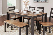 Gesthaven Dining Table with 4 Chairs and Bench (Set of 6) - Theo's Factory Direct Mattress & Furniture (Columbus, OH)