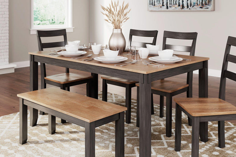Gesthaven Dining Table with 4 Chairs and Bench (Set of 6) - Theo's Factory Direct Mattress & Furniture (Columbus, OH)