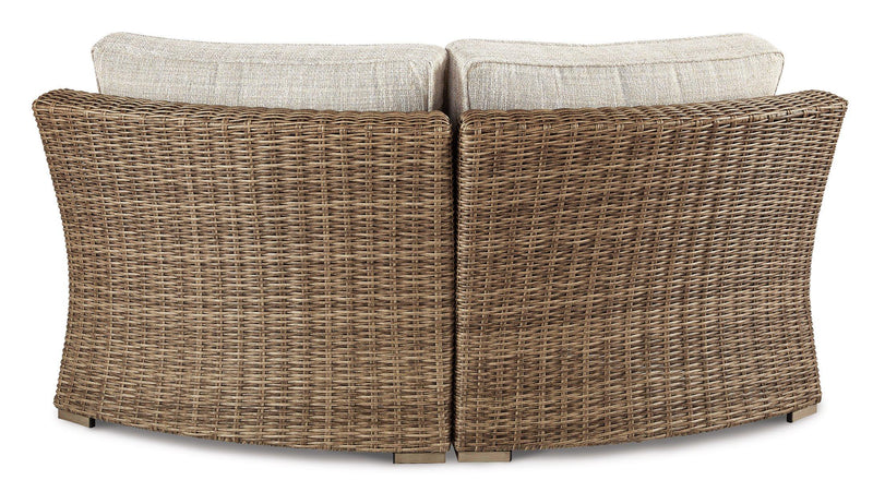Beachcroft Outdoor Curved Corner Chair with Cushion - Theo's Factory Direct Mattress & Furniture (Columbus, OH)