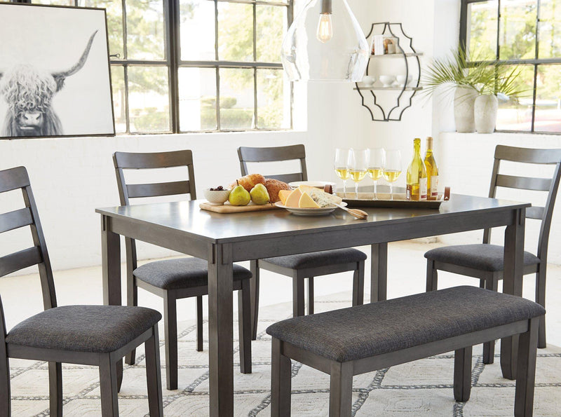 Bridson Dining Table and Chairs with Bench (Set of 6) - Theo's Factory Direct Mattress & Furniture (Columbus, OH)