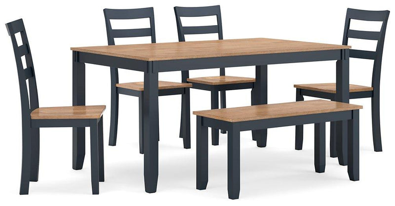 Gesthaven Dining Table with 4 Chairs and Bench (Set of 6) - Theo's Factory Direct Mattress & Furniture (Columbus, OH)