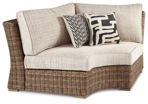 Beachcroft Outdoor Curved Corner Chair with Cushion - Theo's Factory Direct Mattress & Furniture (Columbus, OH)