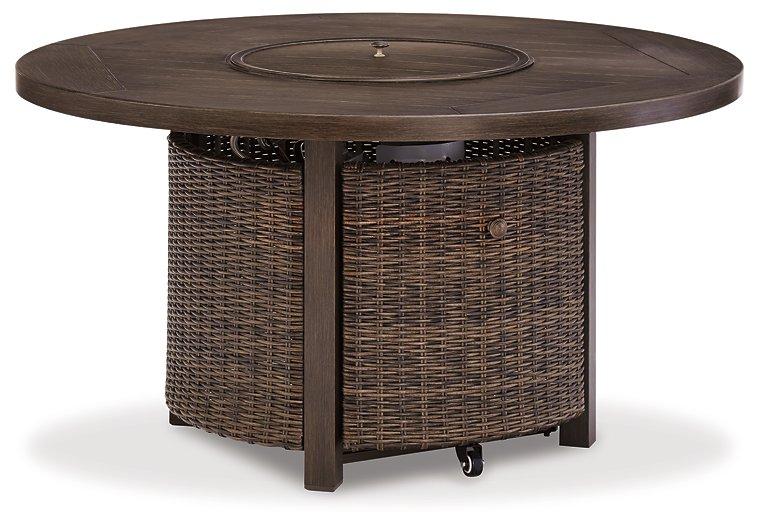 Paradise Trail Paradise Trail Fire Pit Table with 4 Nuvella Swivel Lounge Chairs - Theo's Factory Direct Mattress & Furniture (Columbus, OH)
