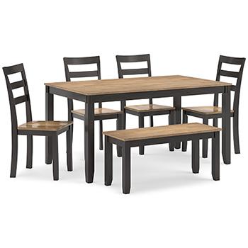 Gesthaven Dining Table with 4 Chairs and Bench (Set of 6) - Theo's Factory Direct Mattress & Furniture (Columbus, OH)