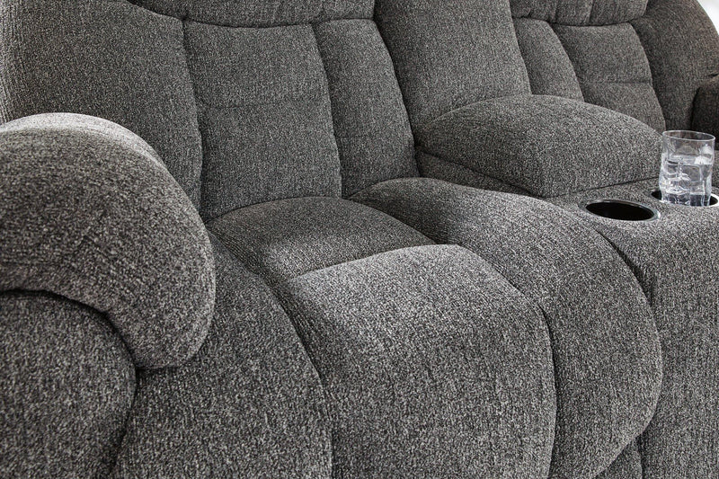 Foreside Reclining Loveseat with Console - Theo's Factory Direct Mattress & Furniture (Columbus, OH)