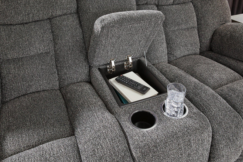 Foreside Reclining Loveseat with Console - Theo's Factory Direct Mattress & Furniture (Columbus, OH)