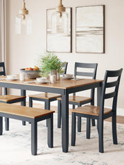 Gesthaven Dining Table with 4 Chairs and Bench (Set of 6) - Theo's Factory Direct Mattress & Furniture (Columbus, OH)