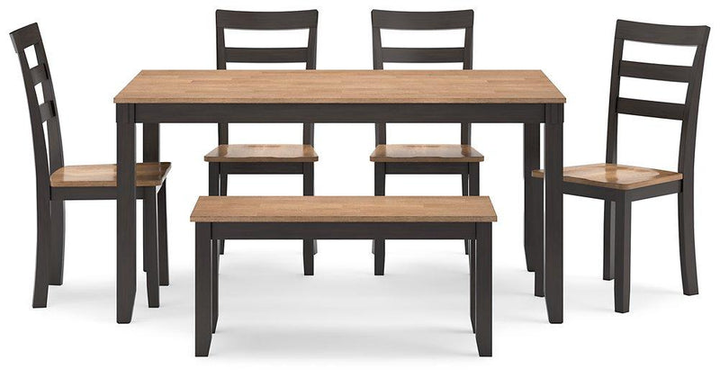 Gesthaven Dining Table with 4 Chairs and Bench (Set of 6) - Theo's Factory Direct Mattress & Furniture (Columbus, OH)